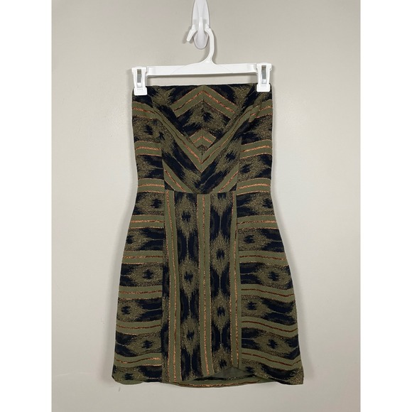 Ramy Brook Dresses & Skirts - Ramy Brook Strapless Structured Mini Dress Green‎ Ikat Print Size 6 Event Party